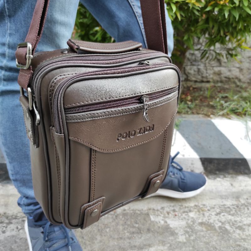 Tas Bahu Kantor Original Polozada PREMIUM | Slingbag Pria Kulit Sintetis Exclusive