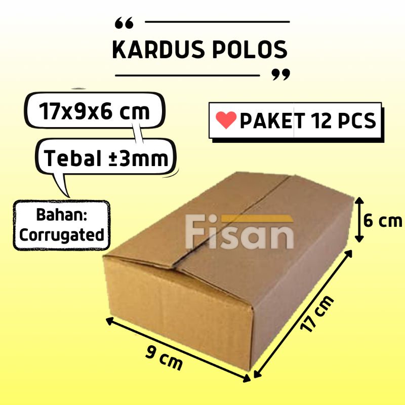 

12 Pcs Kardus Box Dus Kotak Packing Polos 17x9x6 cm