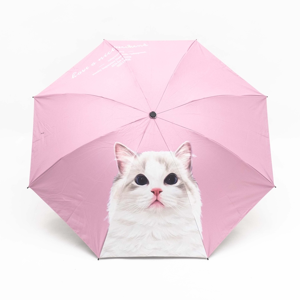Payung Lipat motif Kucing Cat / Payung traveling / payung tebaru / payung souvenir Lapis Hitam Anti UV GRC