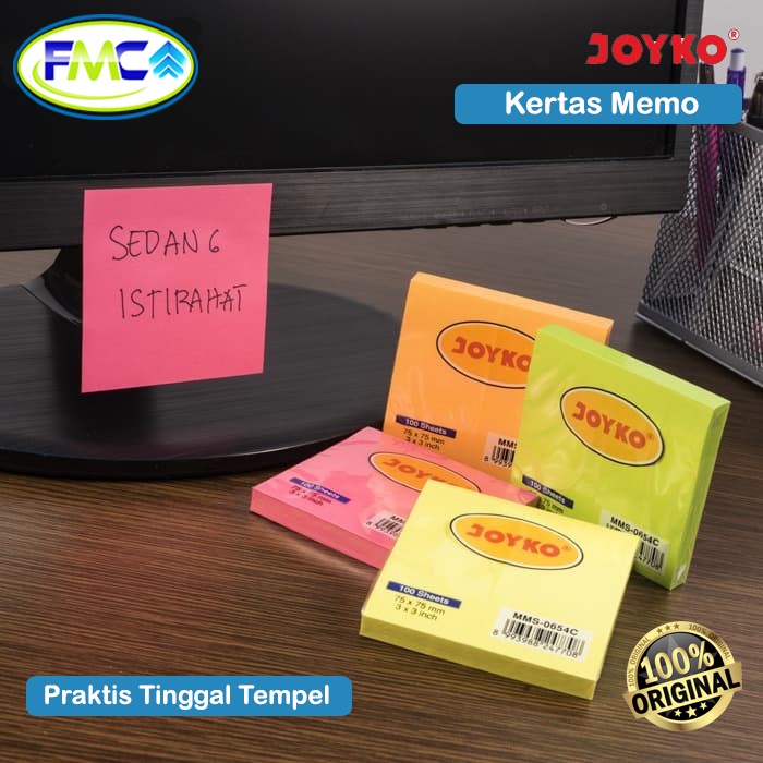 Memo Stick Joyko Sticky Notes Sticky Note Pastel Kertas Memo Polos Catatan Kertas Tempel