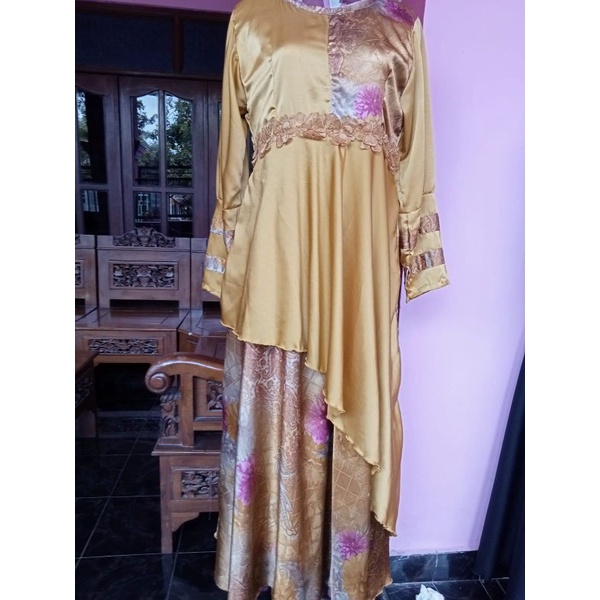 gamis syar'i terbaru gamis kondangan dress resepsi satin dress payung (klok), size XL, L, M
