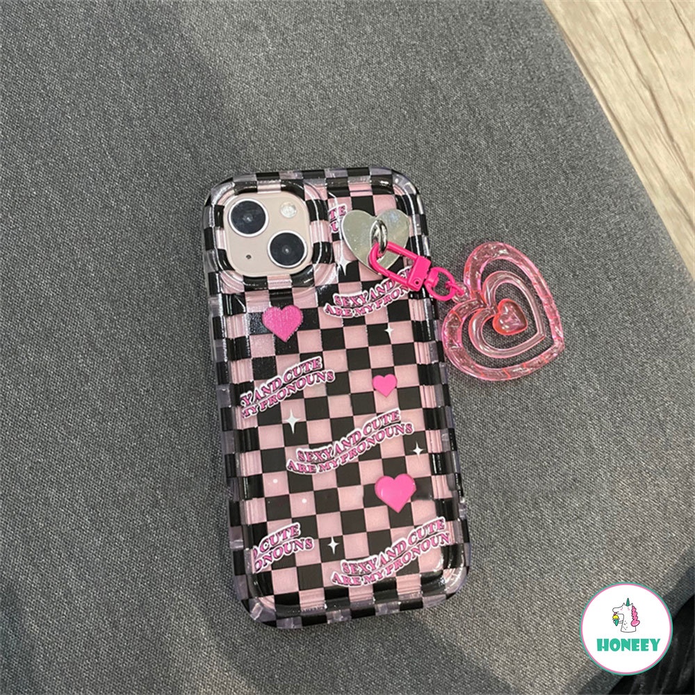 IPHONE Luxury Kisi Cinta Hati Charms Airbag Air Cushion Puff Phone Case Kompatibel Untuk Iphone14 13 12 11 Pro Max Shockproof Lembut TPU Back Phone Cover