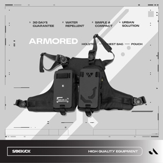 Sidekick Project ARMORED Holster Warna Hitam Multifungsi (Chest Bag + Tactical Bag + Rig Bag) Bahan Polyester Ukuran 16 x 8 x 4 CM Tas Dada Pria HP Dompet