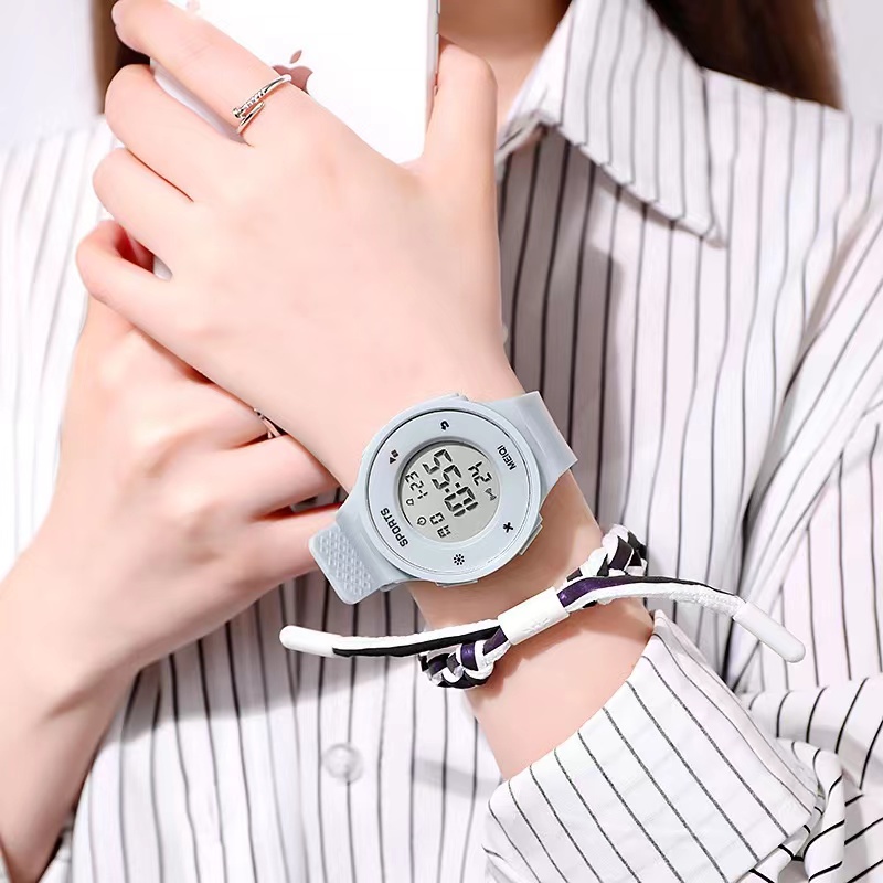 Jam Tangan Wanita Dan Pria Model Terbaru Digital Fashion Dial Bulat Tali Rubber Korean Import