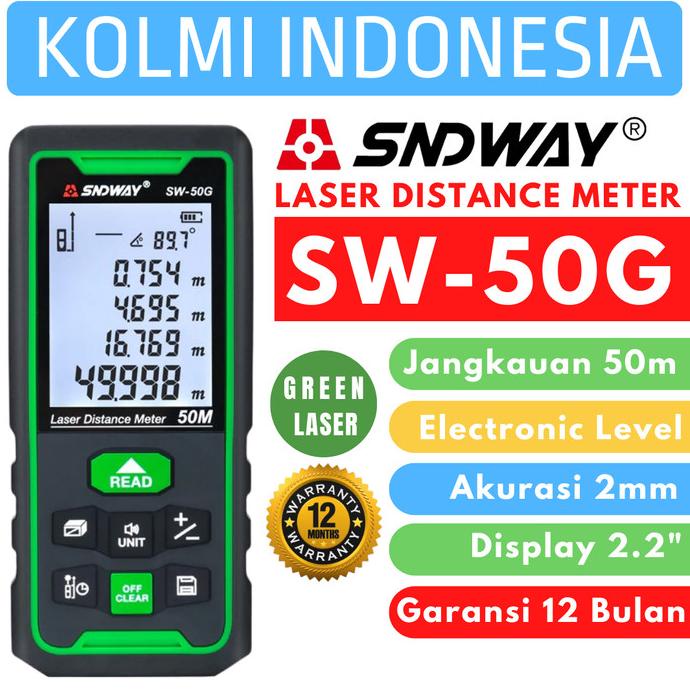 SNDWAY Meteran Laser Digital Green Laser 50 Meter SW-50G Laser Hijau