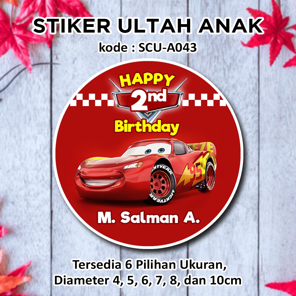STIKER ULTAH ANAK ULANG TAHUN ANAK CARS LIGHTNING MC QUEEN STICKER LABEL BINGKISAN SOUVENIR KEMASAN 