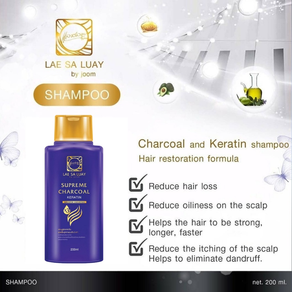 LAE SA LUAY SUPREME CHARCOAL KERATIN SHAMPOO - TERDAFTAR BPOM - SHAMPO LAE SA LUAY