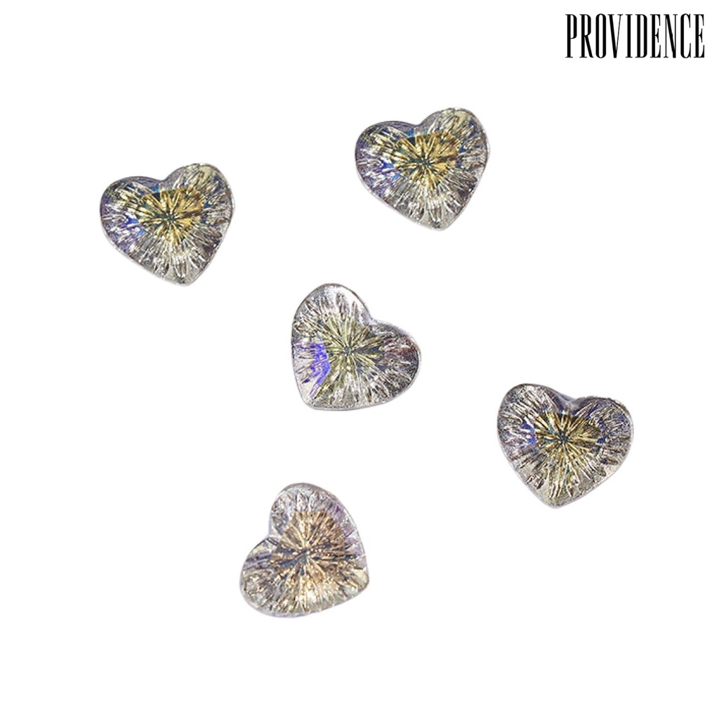 Providence 5Pcs Nail Art Decor Tiga Dimensi Shiny Glitter Mempesona DIY Sparkling Nail Embos Berlian Imitasi Kuku Pesona Hati Wanita Pasokan