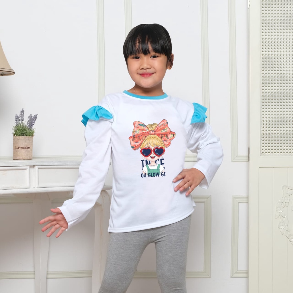 Hzl_outfit Baju Oblong Model Anak Out Glow Gi/baju anak perempuan oblong model lengan panjang