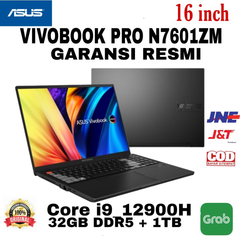 Laptop Asus Vivobook Pro 16X OLED N7601ZM i9 12900H 32 GB 1TB SSD RTX  3060  W11 Garqnsi Resmi