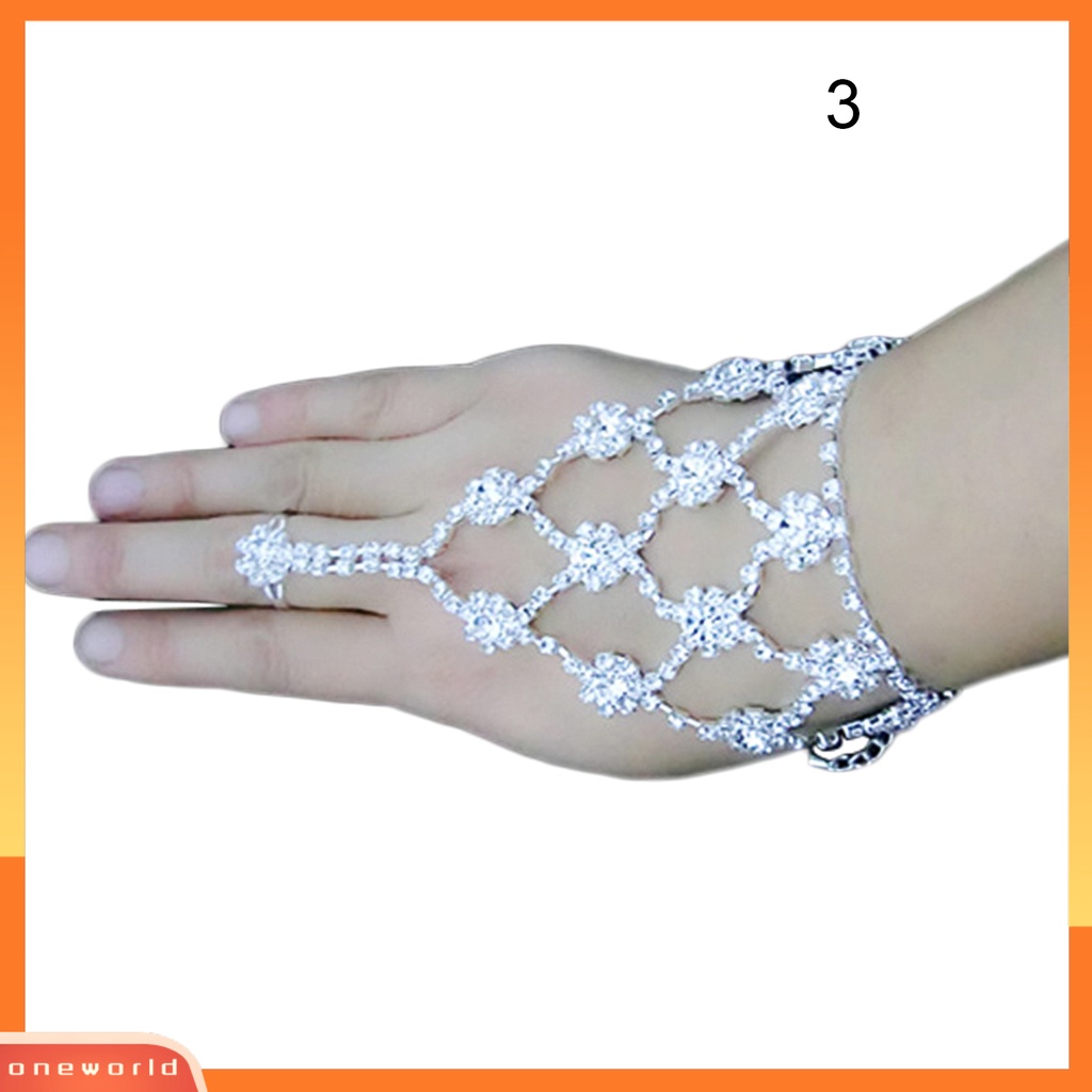 {oneworld} Pengantin Pernikahan Kristal Berlian Imitasi Gelang Budak Gelang Harness &amp; Cincin Manset