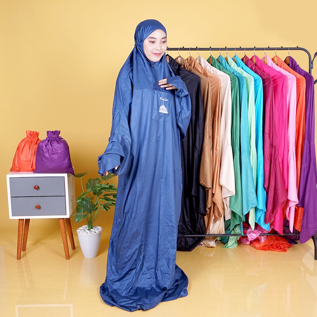 Mukena Terusan Madinah Mukena Terusan Bordir Madinah Mukena Hadramaut Jumbo Bordir Madinah ZMT09 Bahan Rayon Premium Super Halus Cocok Untuk Kado