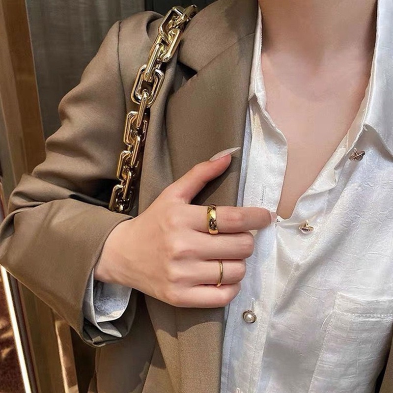 3pcs/set Tarnish Gratis Cincin Jari Berlapis Emas Minimalis Anti Karat Basic Lingkaran Rings Untuk Wanita Gadis Trendi Perhiasan Hadiah