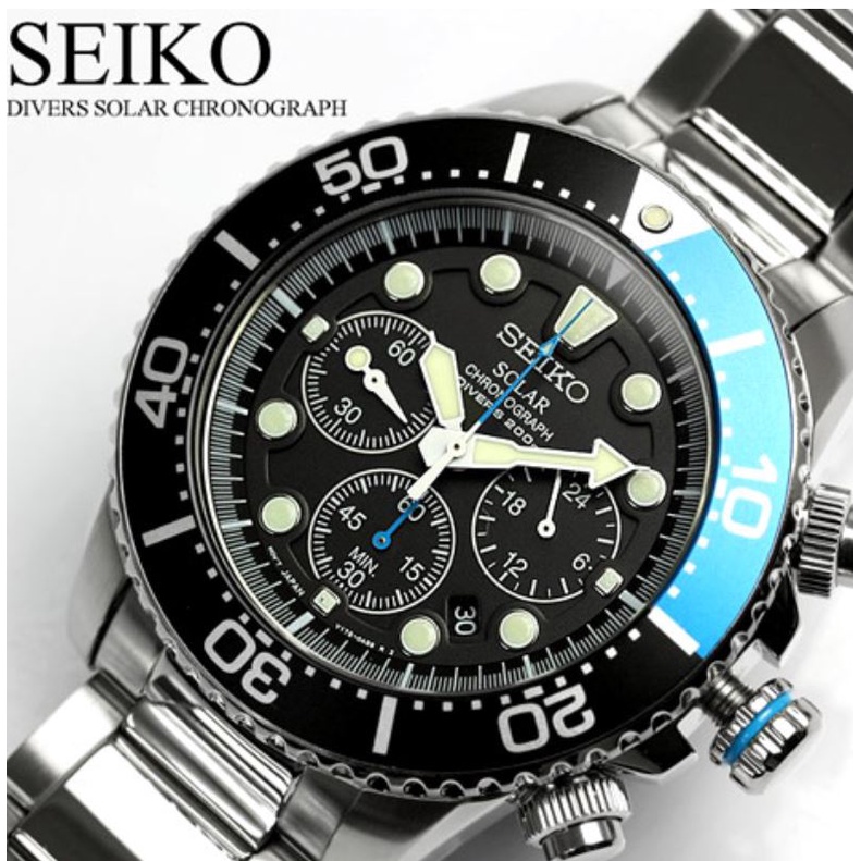 Jam Tangan Seiko Prospex Solar Chronograph Diver's 200m Men's Watch SSC017P1