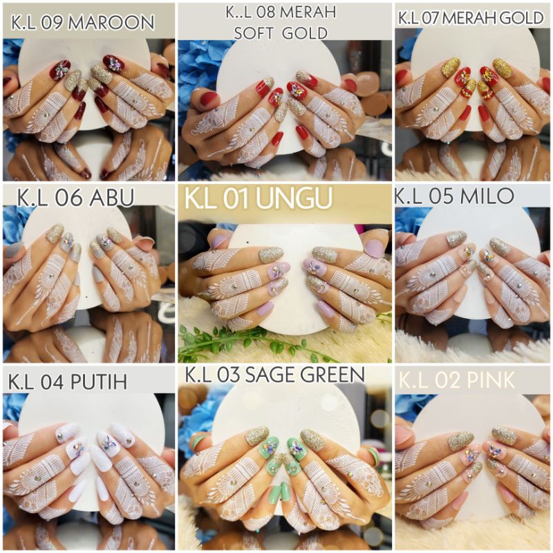 [POM] KUKU PALSU HAND MADE POMPOM UNTUK WEDDING LAMARAN FREE TOOLKIT BISA PILIH SIZE KIRIM HARI YANG SAMA