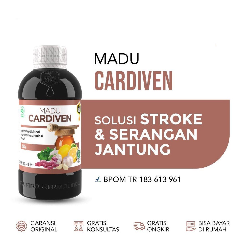 MADU CARDIVEN Original Madu Fira 280g BPOM Halal | Madu Herbal Pelancar Sirkulasi Darah - Baik untuk Jantung