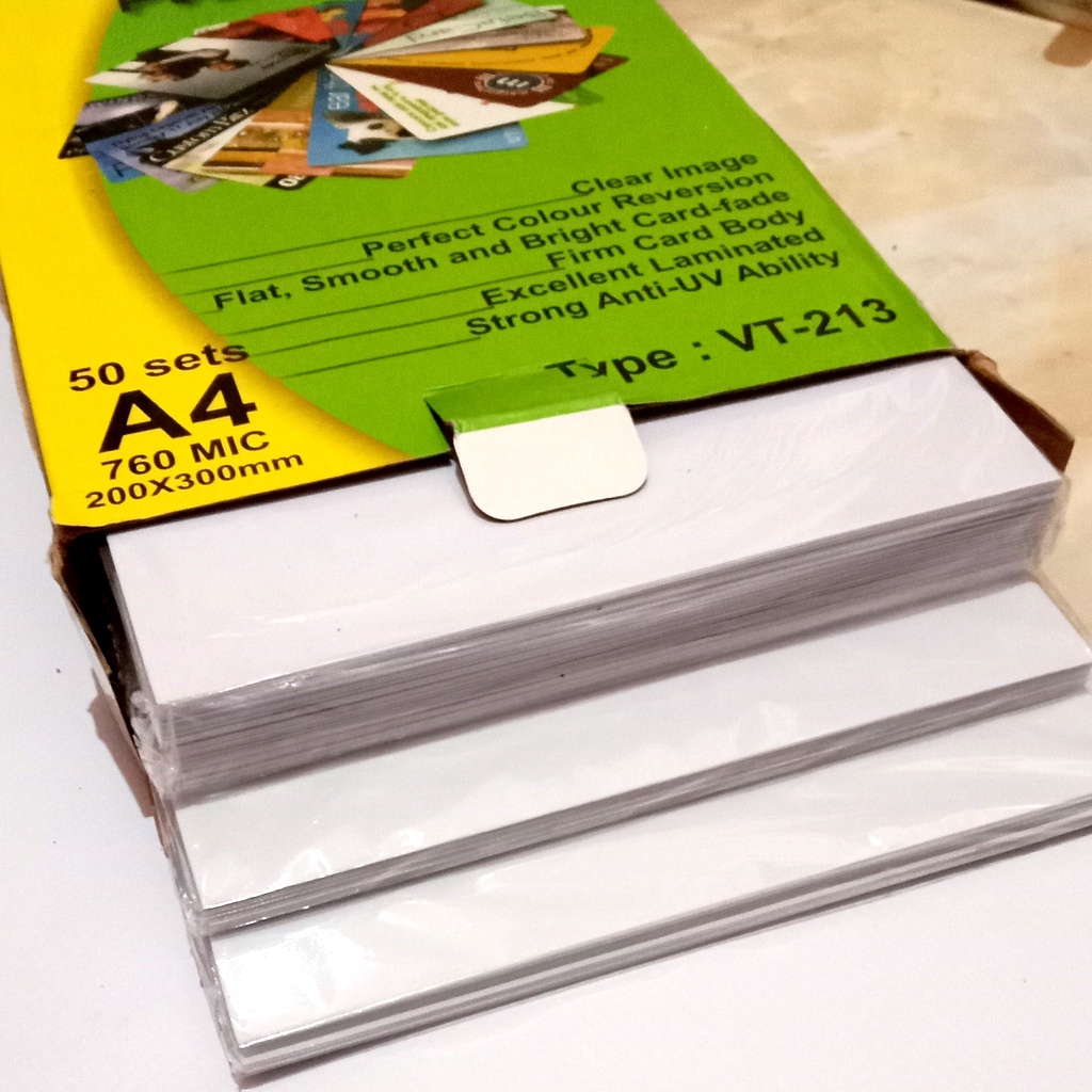 

Kertas Pvc id card Instan 0,76mm, 5set bahan pembuat id card 5 set putih