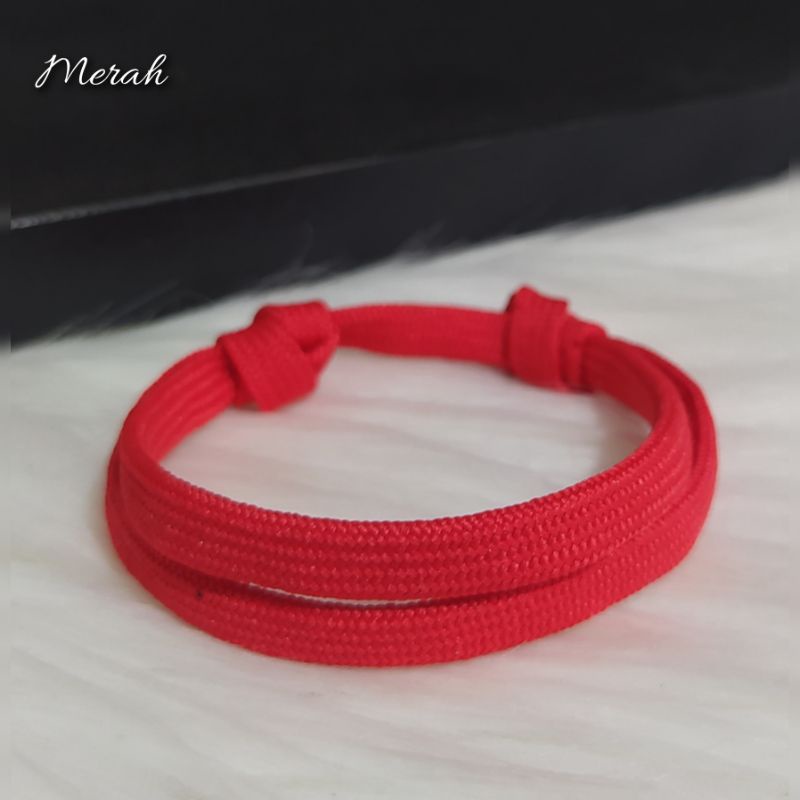 (PerGross) Gelang Simpel Pipih Polos Bahan Tali Prusik Isi 144pcs