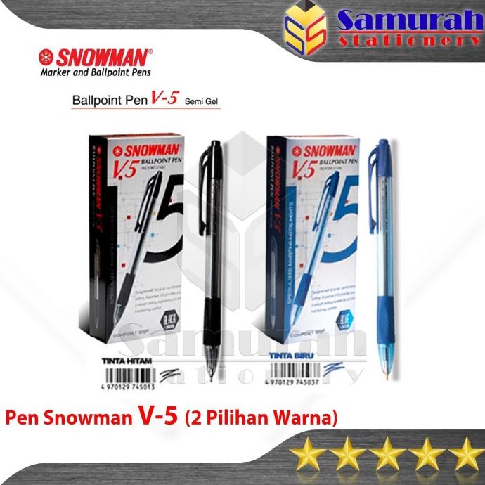 

BRG BARU Pulpen Snowman V5 0.7 mm Lusin / Ball Pen 07 Cetek V 5 Hitam Biru Pak