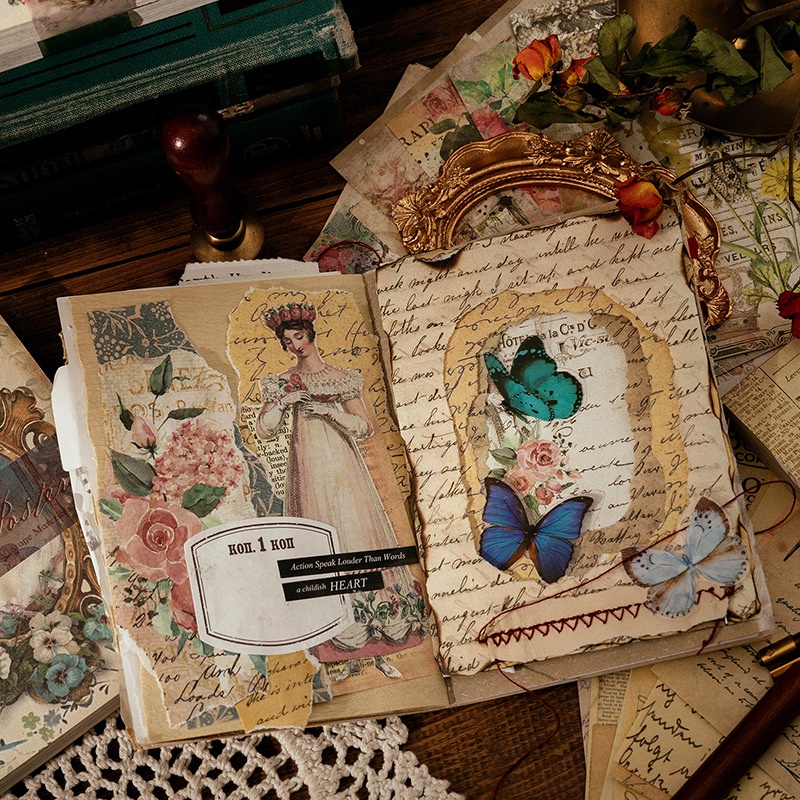 100pcs Vintage Bahan Kertas DIY Tangan Akun Background Paper Decor Untuk Diary Craft Vintage Kreatif Scrapbook Alat Tulis