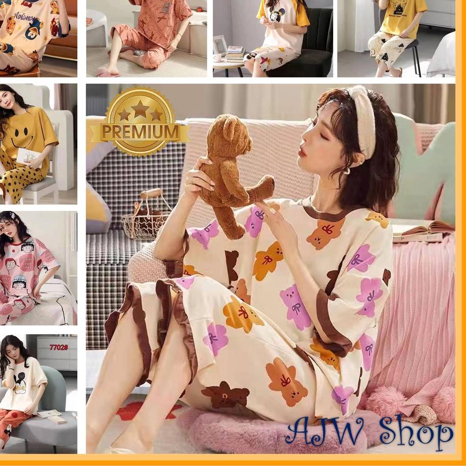 Depan AJW Shop Baju Piyama Wanita Celana 7/8 | Piyama Remaja Celana 7/8 | Baju Tidur Remaja Celana 7