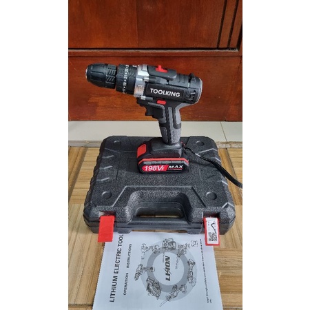 198V Mesin Bor Cordless Bor Baterai Impact Drill Bor Beton 2 Baterai