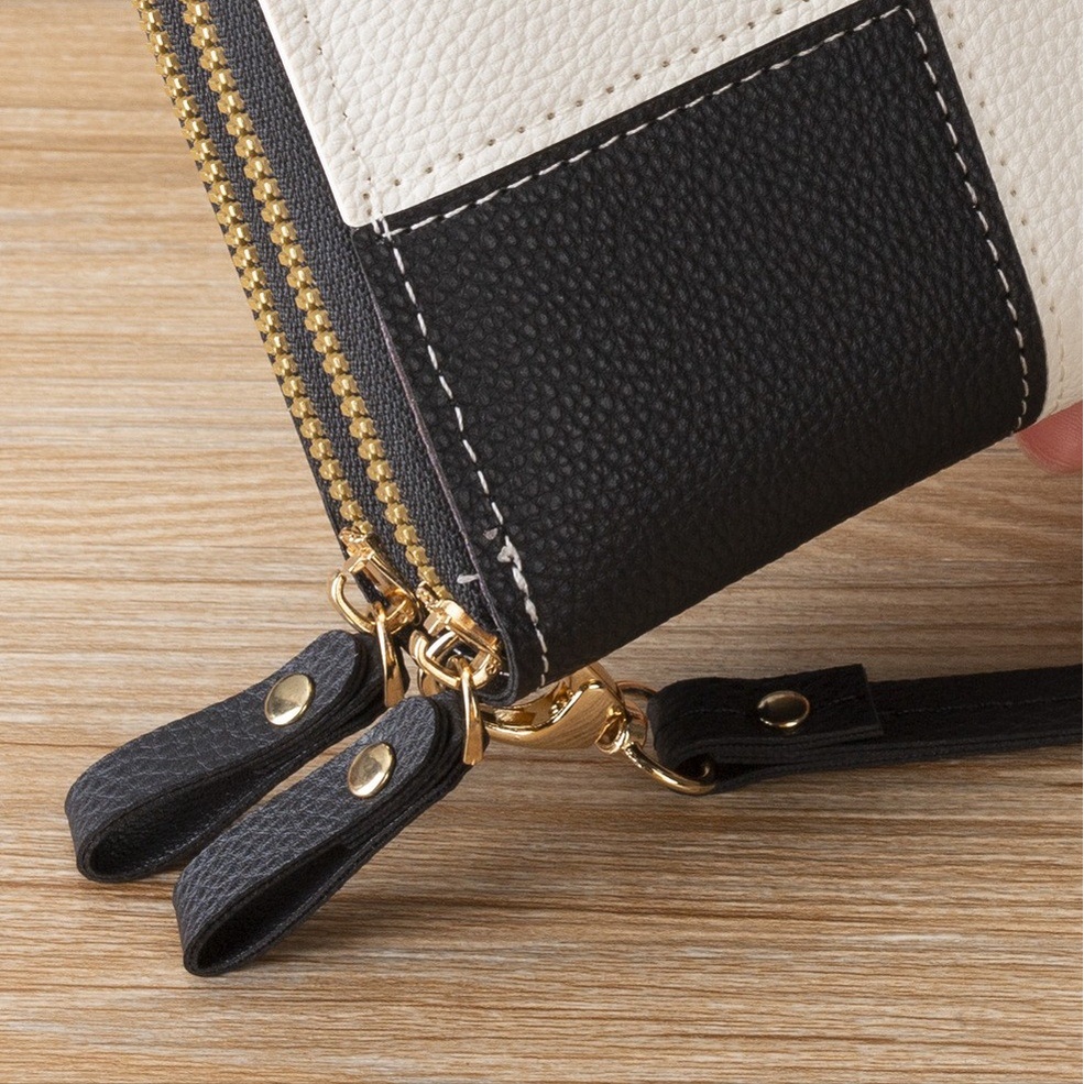 DOMPET PANJANG WANITA KOREA KULIT 2 RESLETING HITAM IMPORT COCINEA WA637B5 MUAT HP KARTU KOIN MURAH LUCU REMAJA KEKINIAN CEWEK PREMIUM BRANDED BATAM SIMPLE