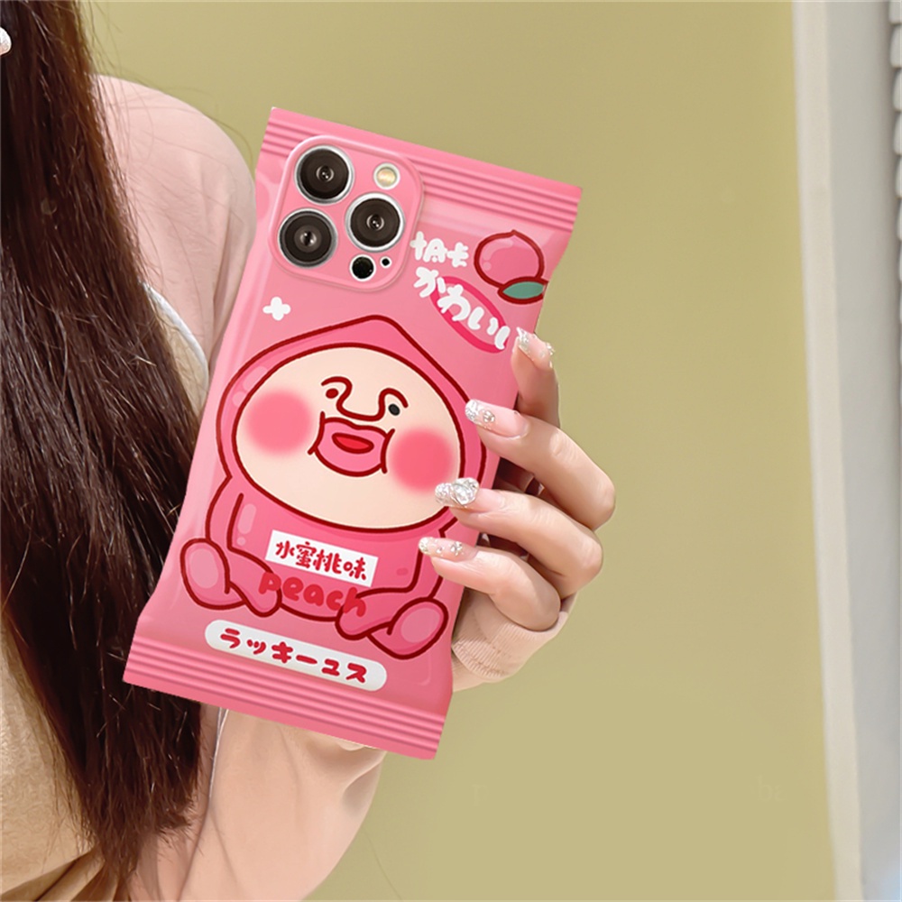 Cute Case OPPO A17 A57 2022 A77S A16 A16K A55 A95 A96 A76 A12 A1K A5s A15 A54 A7 A53 A3s A31 A92 F9 F11 Reno5 Kartun Peach Cewek TPU Soft Phone Cover