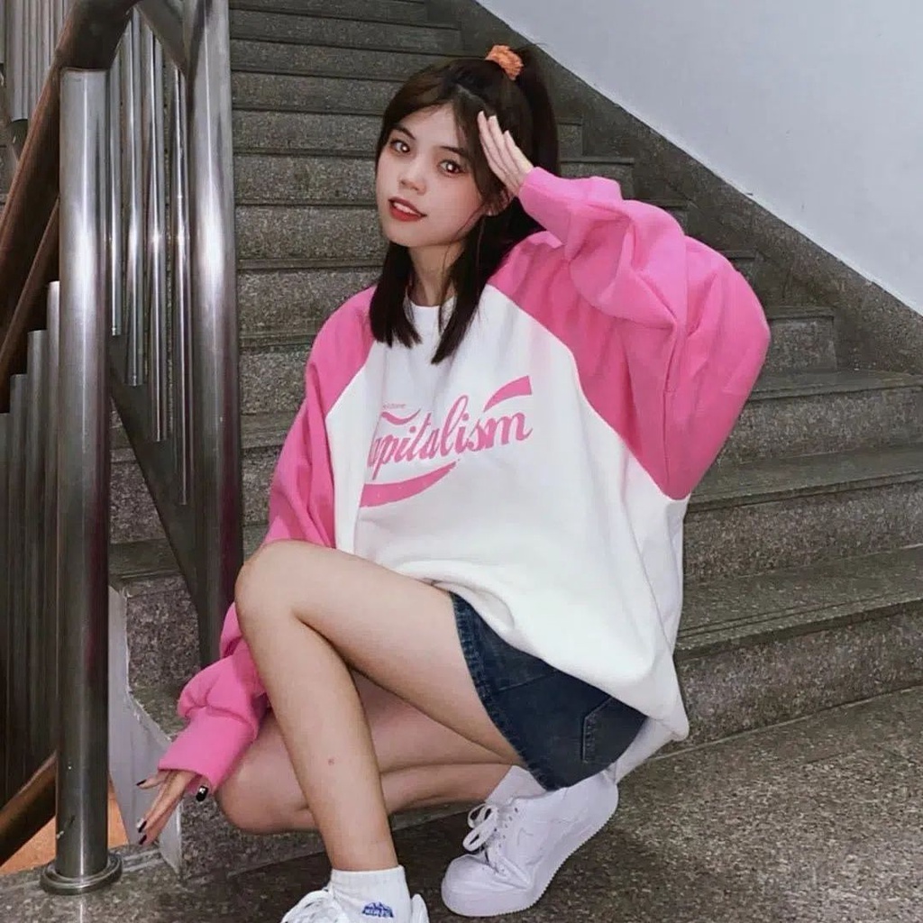 ♙❏2022 Musim Gugur Plus Beludru Warna Kontras Splicing Desain Perasaan Niche Longgar Kasual BF Malas Angin Leher Bulat Lengan Panjang sweater Wanita