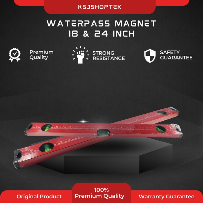 Waterpass Alumunium Magnet 18 24 Inch Penggaris Water Pass Pas Panjang