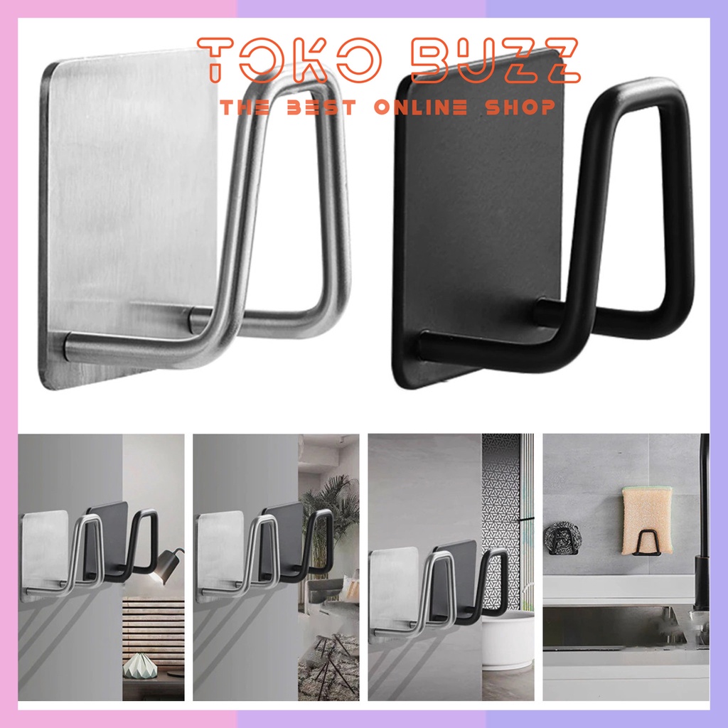 Gantungan Tempel Dinding Hook Hanger Rak Dapur Kamar Mandi Stainless Steel Strong