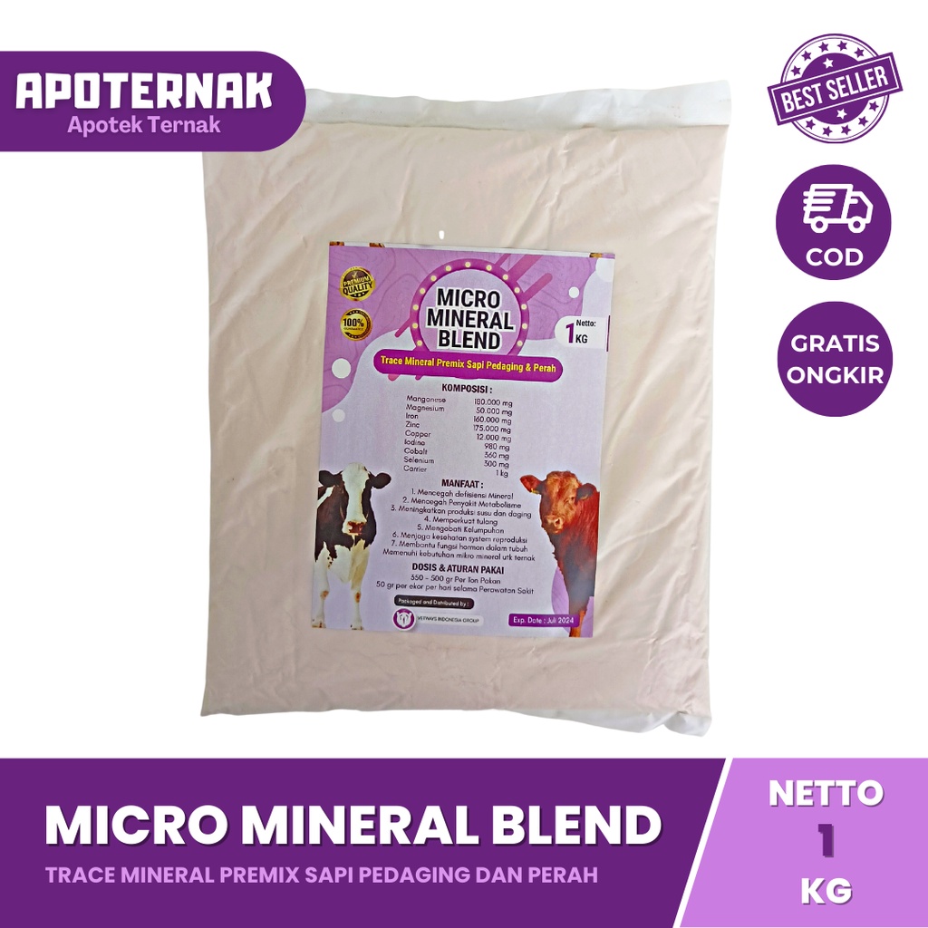 PREMIX SAPI SUPER KAMBING SUPER MINERAL MICRO MINERAL BLEND  | Premix Mineral Obat Sapi Lumpuh dan Meningkatkan Produksi Susu dan Daging | Mikro Mineral | Vetways