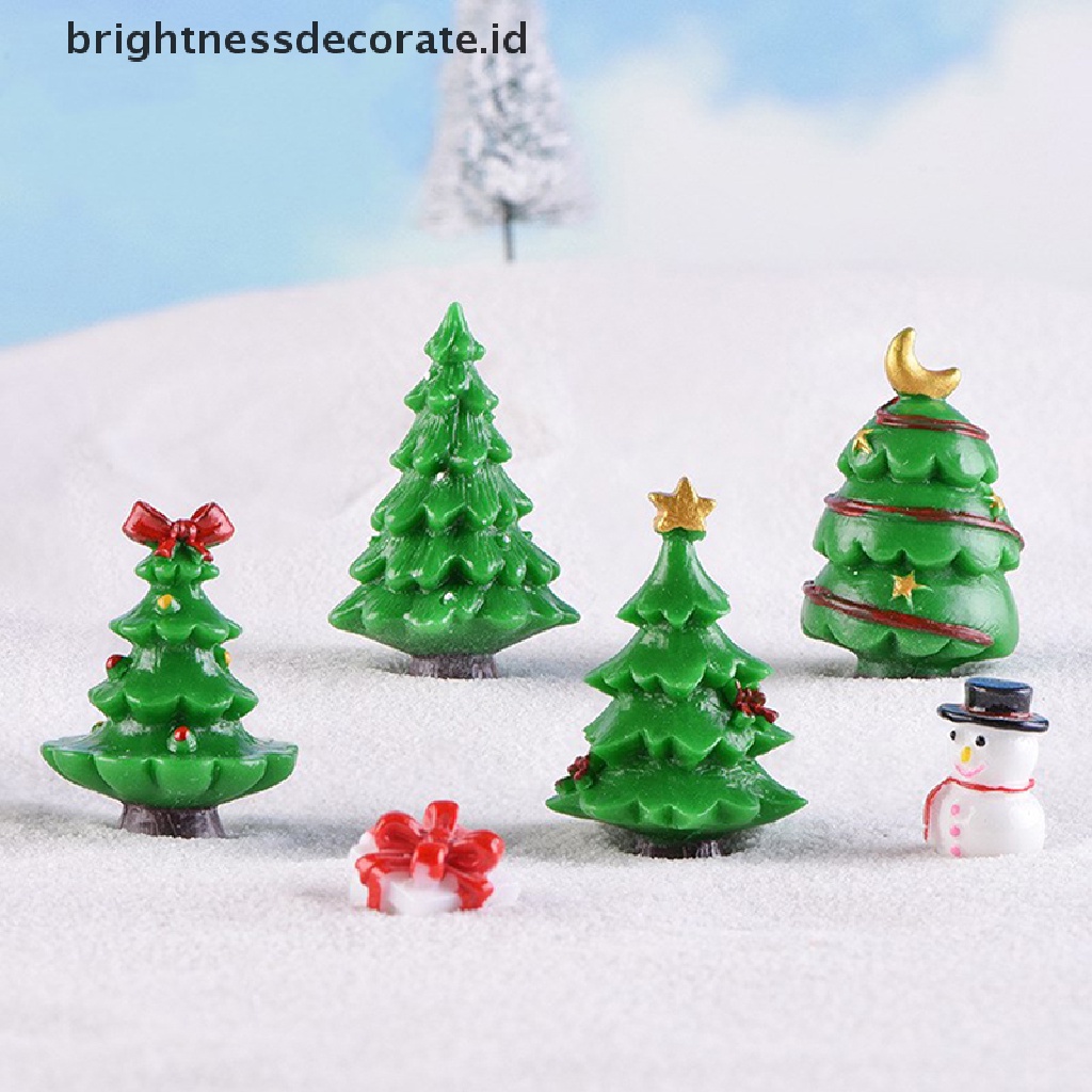 [Birth] Patung Hadiah Pohon Natal Fairy Garden Miniatur Pemandangan Kerajinan Resin [ID]