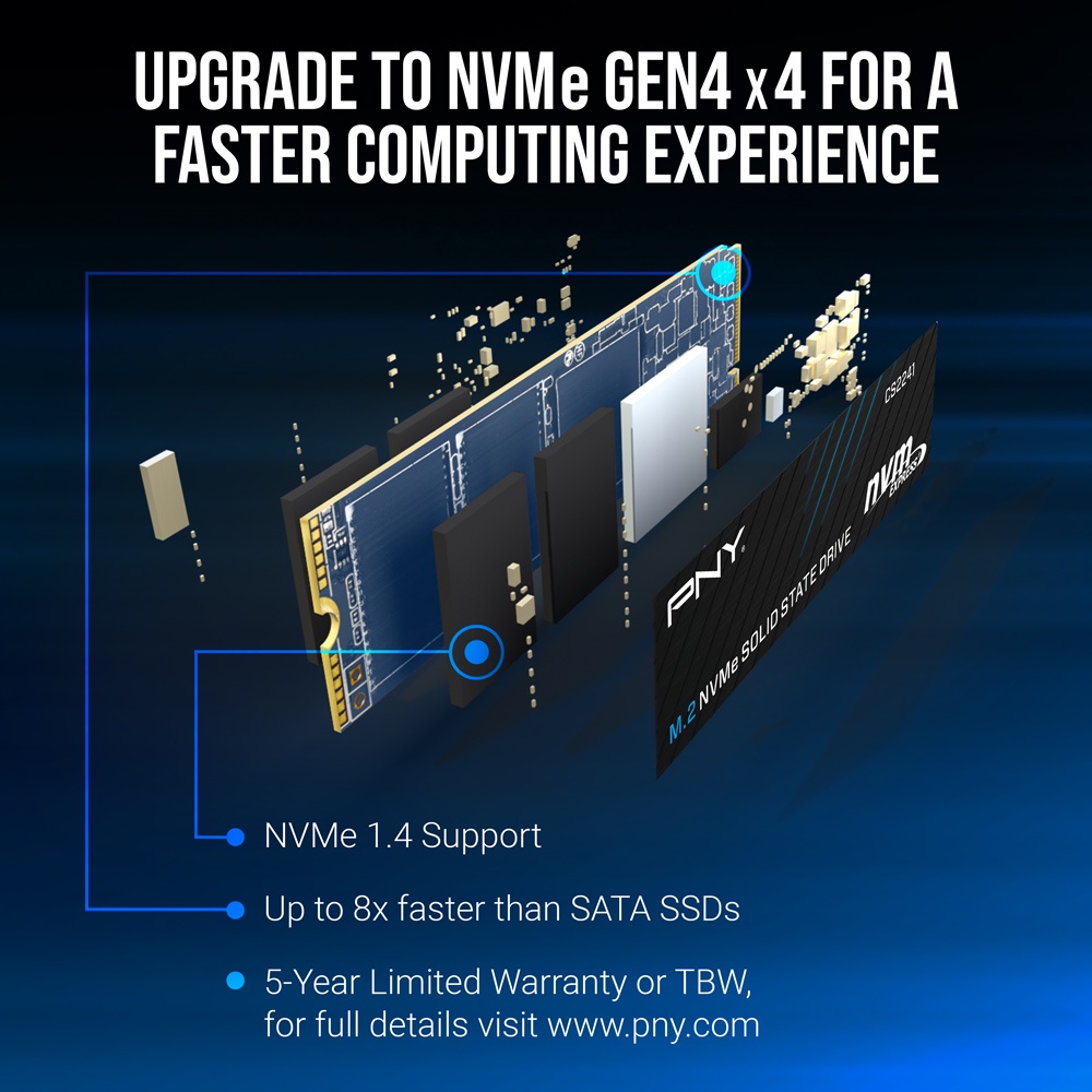 PNY CS2241 SSD 1TB M.2 NVMe PCIe Gen4 x4