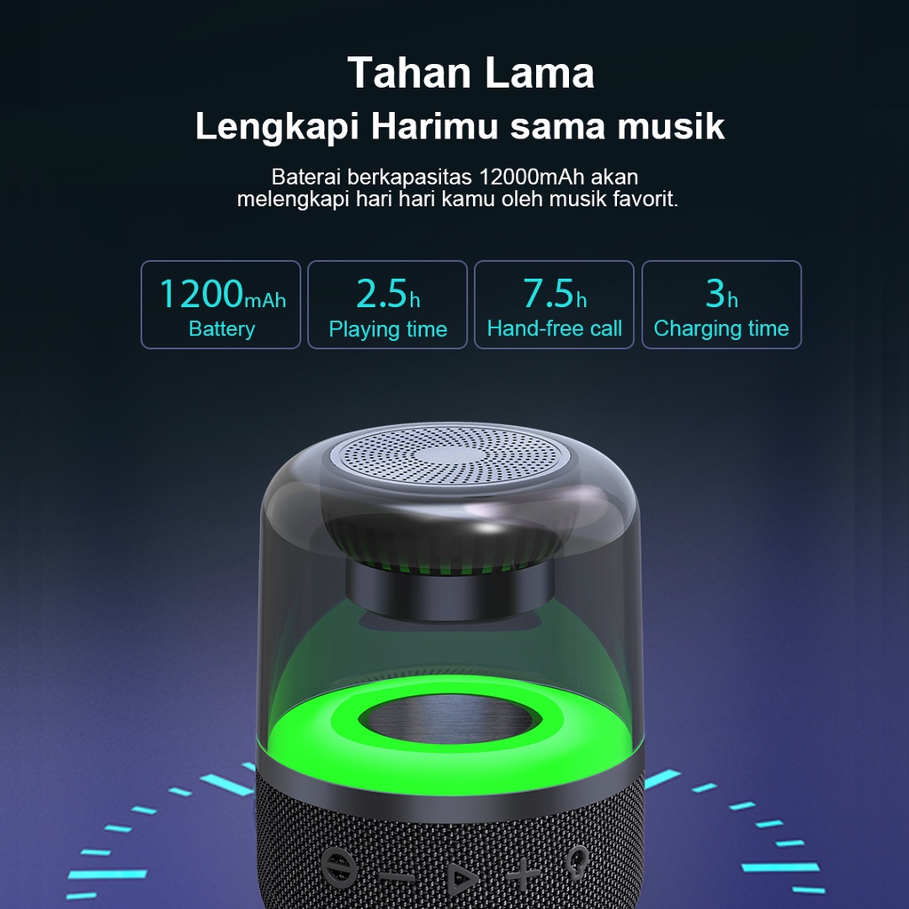 Speaker Bluetooth LP-3S Subwoofer Kisonli 8W Super Bass Battery 1200mAh with RGB Light - ACS