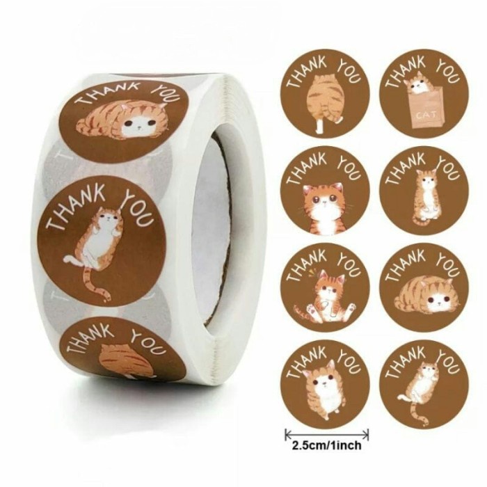

{{{{}}] Stiker Ucapan Terima Kasih Kucing Cokelat Lucu Sticker Thank You Cat
