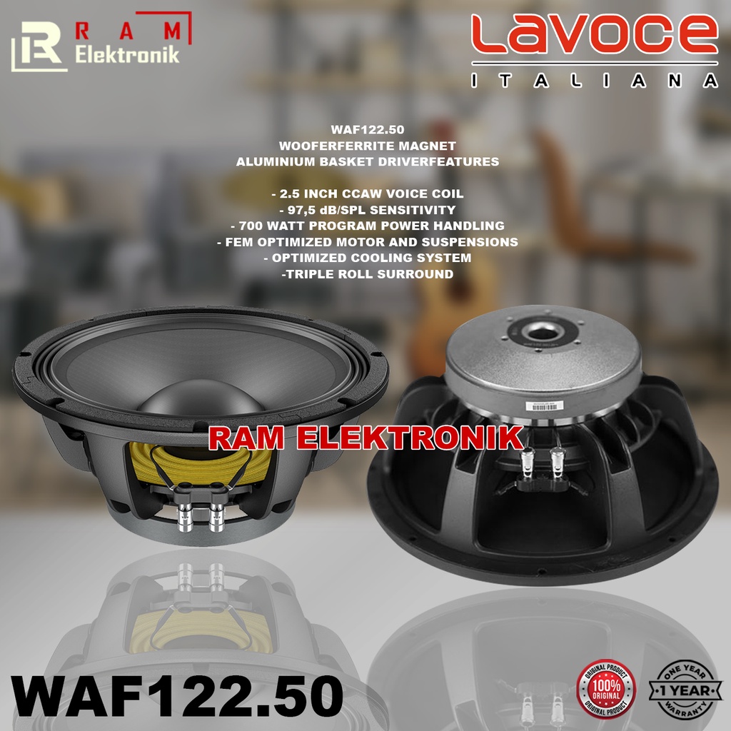 Komponen Speaker 12 Inch LAVOCE WAF122.50 / WAF 122.50 Original ITALY