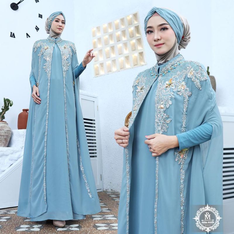 Kaftan Zahra Free Gamis Manset dan Turban Original Butik