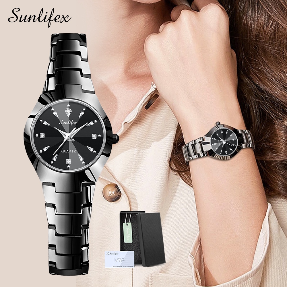 Sunlifex Jam Tangan Wanita Original Berlian Anti Air Analog Bisnis Kuarsa Jam Tangan Cewek + Kotak G