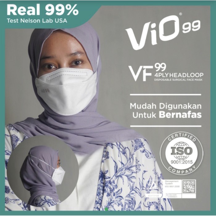 Masker Headloop VIO VF 99 medis premium 4 ply isi 30 pcs filtrasi 99%