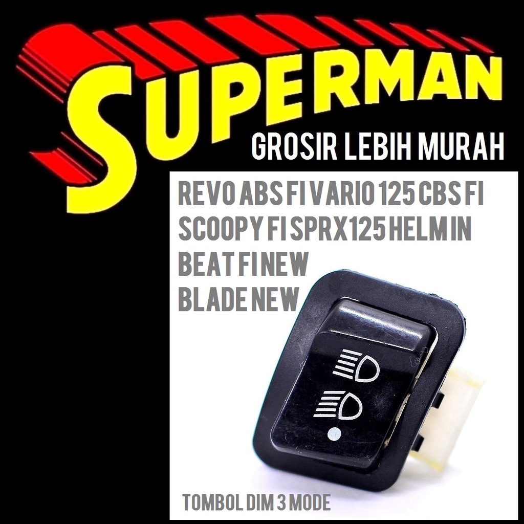 TOMBOL DIM 3 MODE REVO ABS saklar 3 fungsi absolute fi vario 125 cbs scoopy fi supra x125 helm in bl
