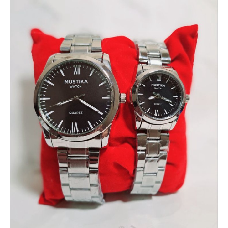 Jam Tangan Cauple Analog Rantai Stainless Stell Tahan Air Free Boks