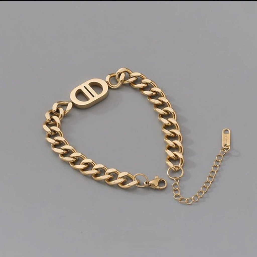 Gelang Tangan Rantai Lebar 0,8cm (8mm) Model Double D