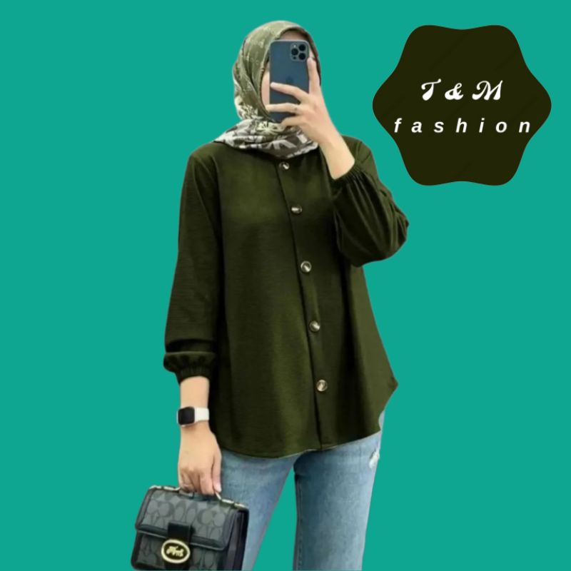 T &amp; M Fashion~Lolita Shirt Premium Crinkle Blouse Wanita Kemeja Kuliah/Kerja/Kasual Blouse Basic Crinkle air Flow Blouse Pengan Panjang Tren 2023