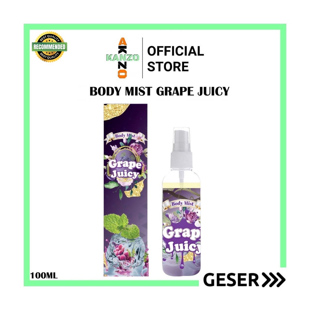 Kanzo - Parfum Body Mist Grape Juicy 100ml Premium / Body Mist Grape Juicy 100ml Best Seller / Parfum Wanita Wangi Tahan Lama