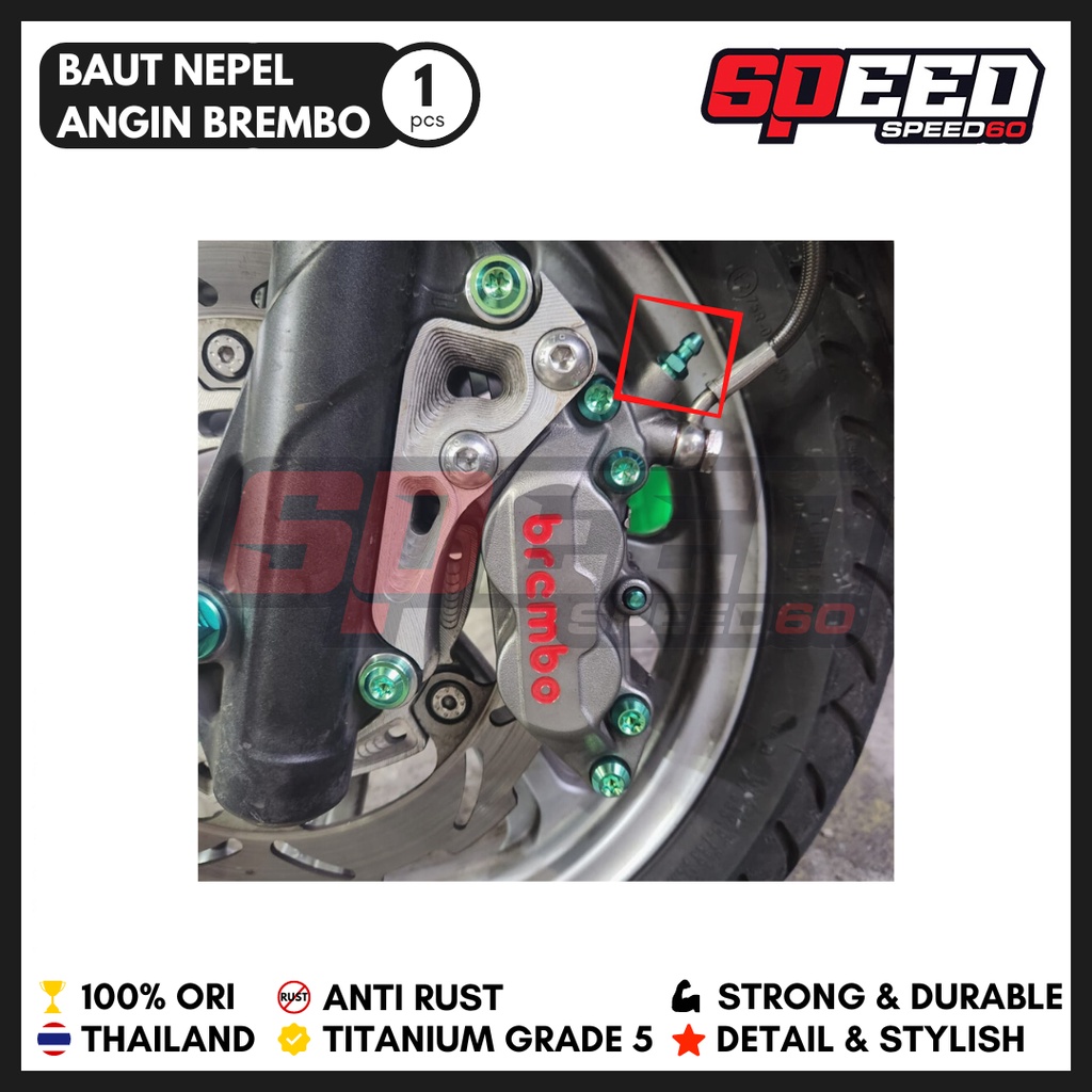Titanium Probolt Baut Nepel Angin Kaliper Brembo Grade 5 King Nut Thailand