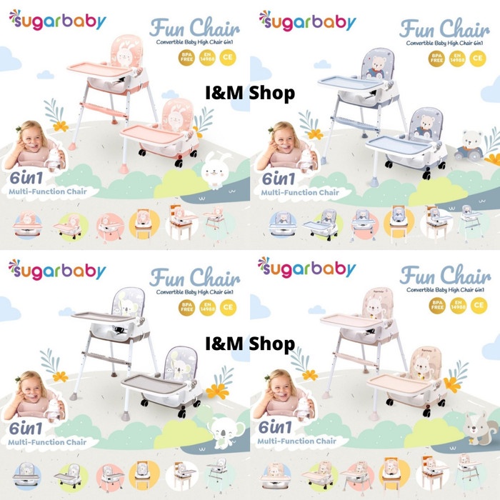 SUGAR BABY FUN CHAIR CONVERTIBLE BABY HIGH CHAIR 6 IN 1 HIGH CHAIR
