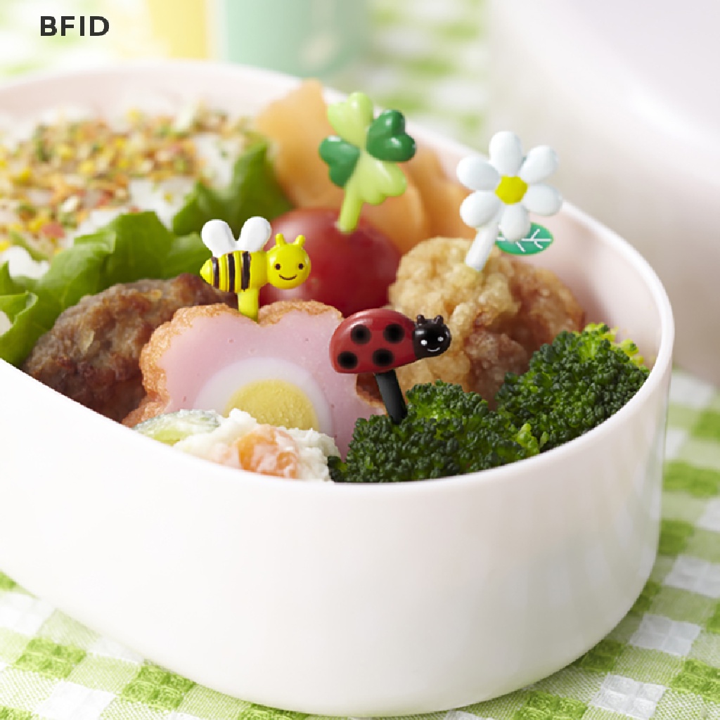 [BFID] 8pcs Lucu Hewan Lebah Bunga Mini Kartun Buah Garpu Untuk Anak Snack Kue Dessert Pick Tusuk Gigi Bento Makan Siang Dekorasi Pesta [ID]