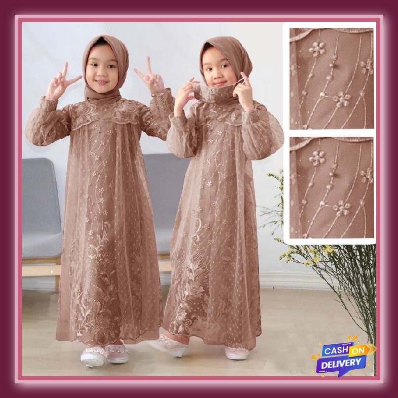 Dress Muslim Anak Baju Lebaran 2022 Korea Kekinian Dres Remaja Motif Maxi Kids 2023 Gaun Elegan Pesta Viral Cantik Gamis Perempuan Model Terbaru Pakaian Tanggung Import Murah Syari Kid Liana (3-4Thn, 5-6Thn, 7-9Thn, 10-12Thn, 14-20Thn) Gamis Brukat Ana