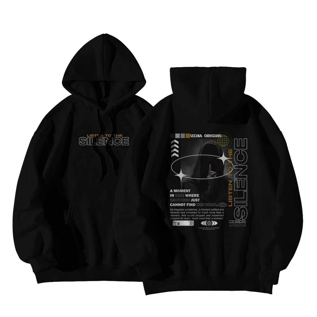 Jaket Sweater Hodie Hitam  SLENCE premium Pria Terbaru 2023 Kekinian Hoodie Distro Pria Sweater Hoodie POSITIVE ATTITUDE bisa cod